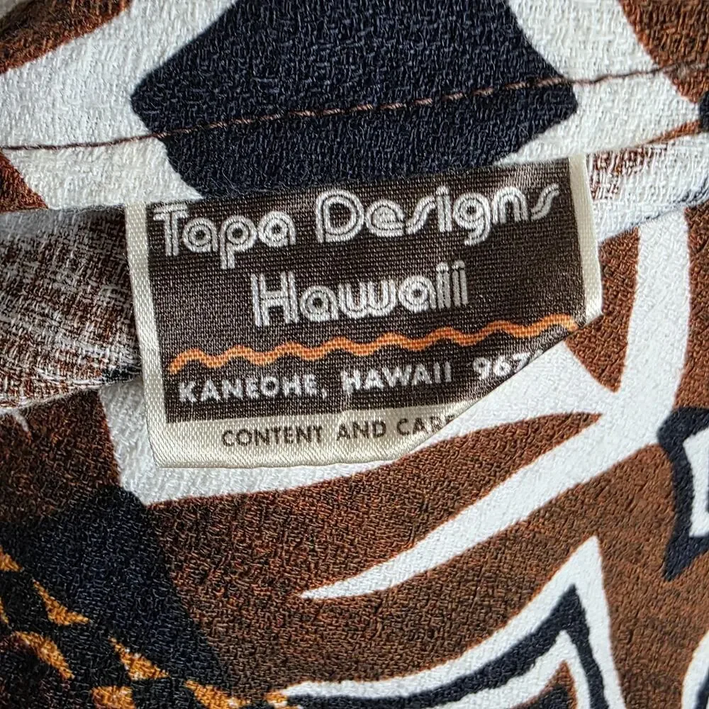 VTG Tapa Designs Hawaii Authentic Polynesian Tapa Print Wrap Skirt, sz Small